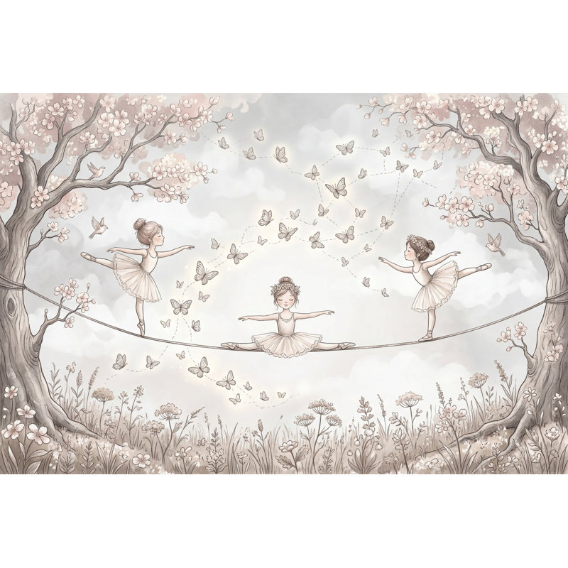 Papier peint ciel nuageux avec fleurs de prairie et décoration murale amovible, 120 po x 96 po, Texturé non collé