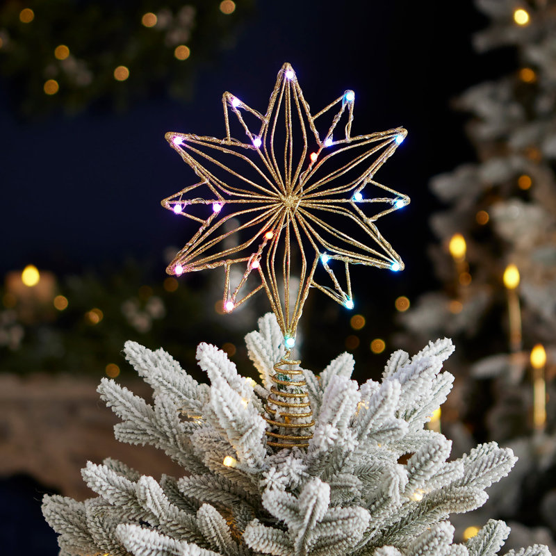Décoration pour sommet d'arbre en cuivre à base d'étoiles Vivvi, 8 po, 20 DEL