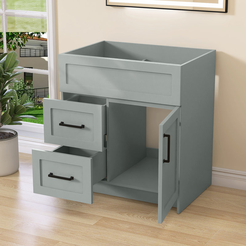 Armoire de salle de bain autoportante 30 po x l 21,5 po x H 33,44 po gris céleste sans plateau, 30"
