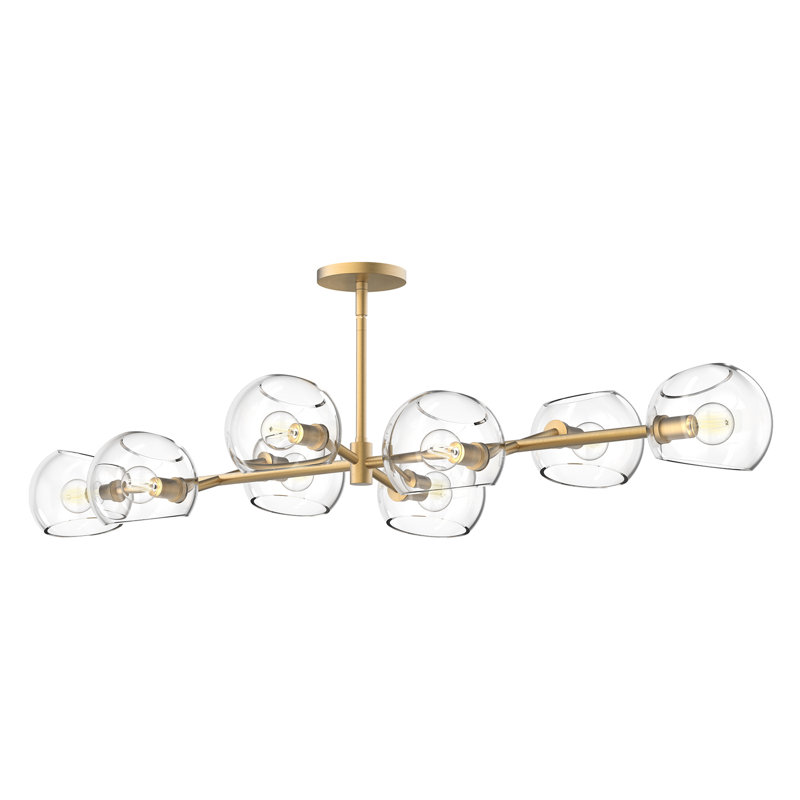 Willow 8 - Light Sputnik Chandelier, Brushed Gold, Clear