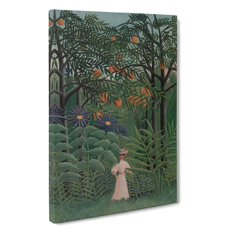 Woman Walking In An Exotic Forest by Henri Rousseau - Wrapped Canvas Painting, 60cm H x 40cm W x 3cm D