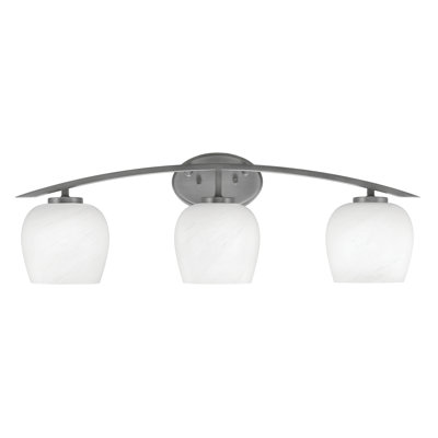 Barre d'éclairage de salle de bain 3 lumières avec verre marbré blanc 6 po Kurve