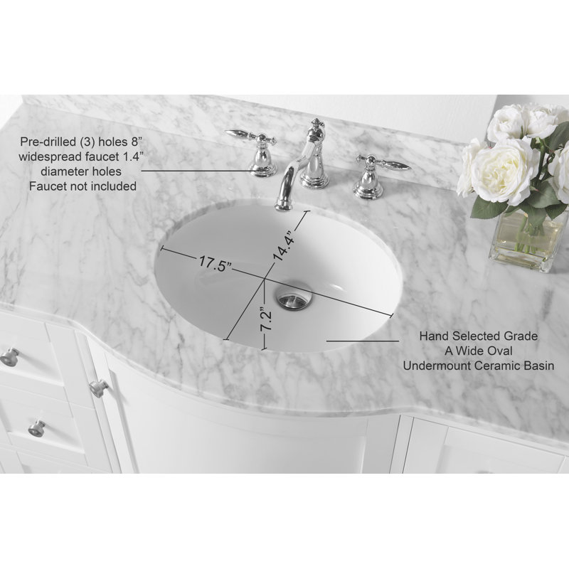 Lauren 48'' W Single Vanity, Brushed Nickel, White