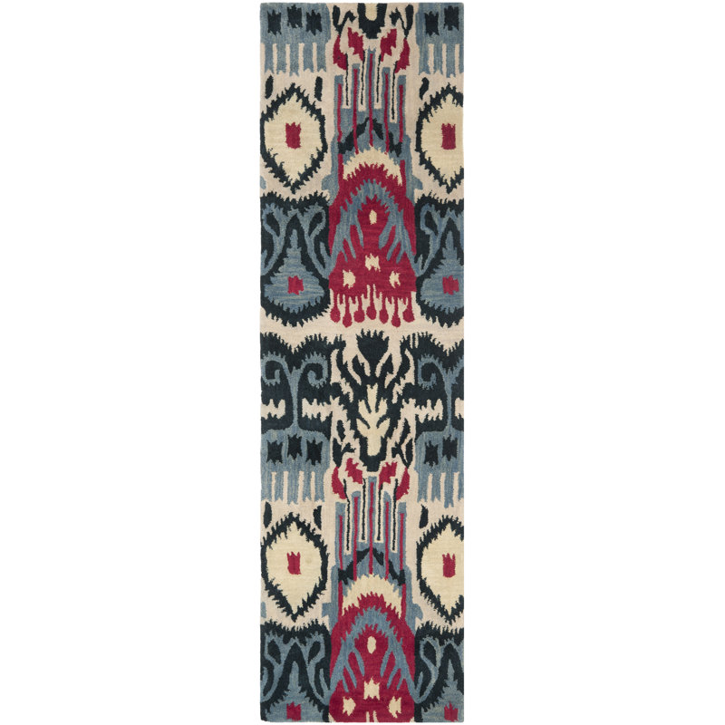 Kline Ikat Hand Tufted Wool Ikat Rug, Runner 2'3" x 8'