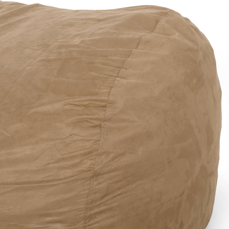 Fauteuil à billes beige en microfibre de 6,5 pieds - doux et luxueux pour les pieds de la chambre à coucher, rembourrage en mousse