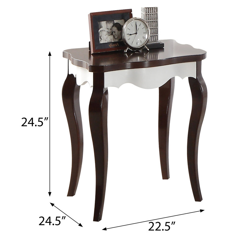 Walnut and White Rectangular End Table