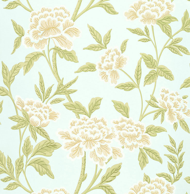 Papier peint floral Whitney, Aigue-marine