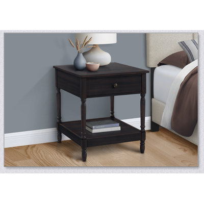 Table d'appoint carrée traditionnelle à 2 niveaux en placage de noyer foncé, parfaite pour le salon et la chambre à coucher