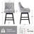 25.6" Swivel Bar Stools Set Of 3, Counter Height Barstools With Back, Linen Fabric Upholstered Bar Stools, Modern Barstools Wood Legs For Kitchen Island Dining Room Bar-41674110-41674108