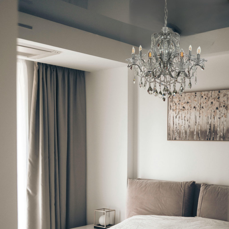 Lustre en cristal 8 lumières Cotten, Chrome chrome, H 32 po x l 32 po x P 32 po, 8 lumières