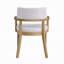 Semi Dining Armchair Set of 2, Curved Cutout Back, White Fabric, Brown
