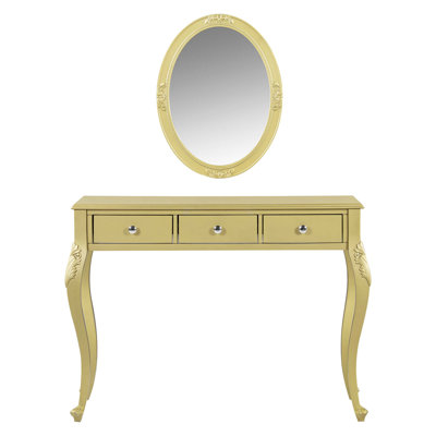 Luxury Makeup Vanity Desk With Oval Mirror, 3-Drawer Dressing Table For Jewelry Storage, Elegant Console Table For Entryway, Living Room & Bedroom, Stylish Home Decor