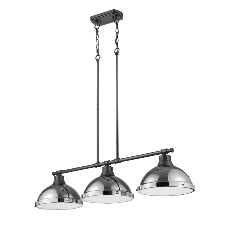 Laramy 3-Light Linear Pendant, Matte Black, Chrome