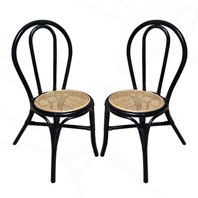 Ensemble de 2, 15 x 5. 5 x 35. Chaise de salle à manger 5 "en rotin noir