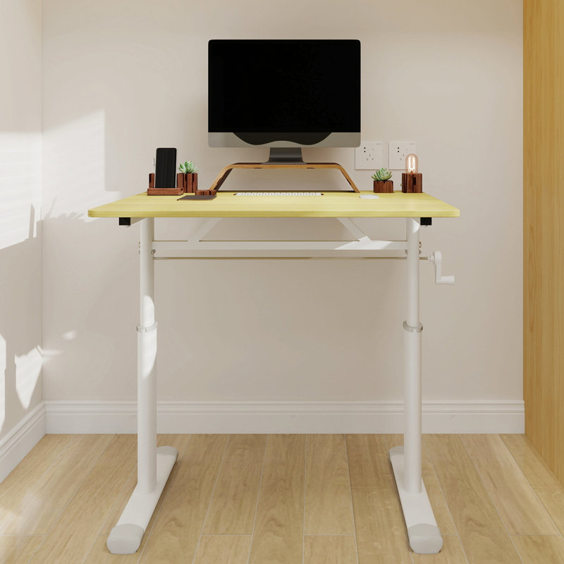 Bureau d'étude réglable adapté aux enfants et aux adultes, bureau à domicile multifonctionnel réglable en hauteur, design compact, dimensions du bureau: 60 cm x 80 cm, cadre blanc