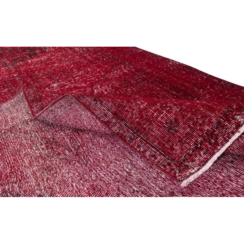 Tapis de couloir turc contemporain fait à la main 5 x 12 pi de couleur rouge pour couloir