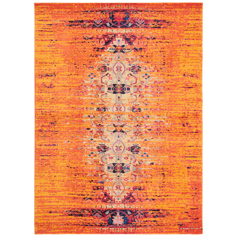 Hertzler Oriental Orange / Multi Area Rug, Rectangle 8' x 10'