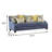 91.4" W Transitional Sofa, Navy/Yellow