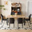 Ensemble de table de salle à manger Farmhouse pour 4 à 6 personnes, ensemble de table de cuisine en bois de style rustique-112246351-112246353