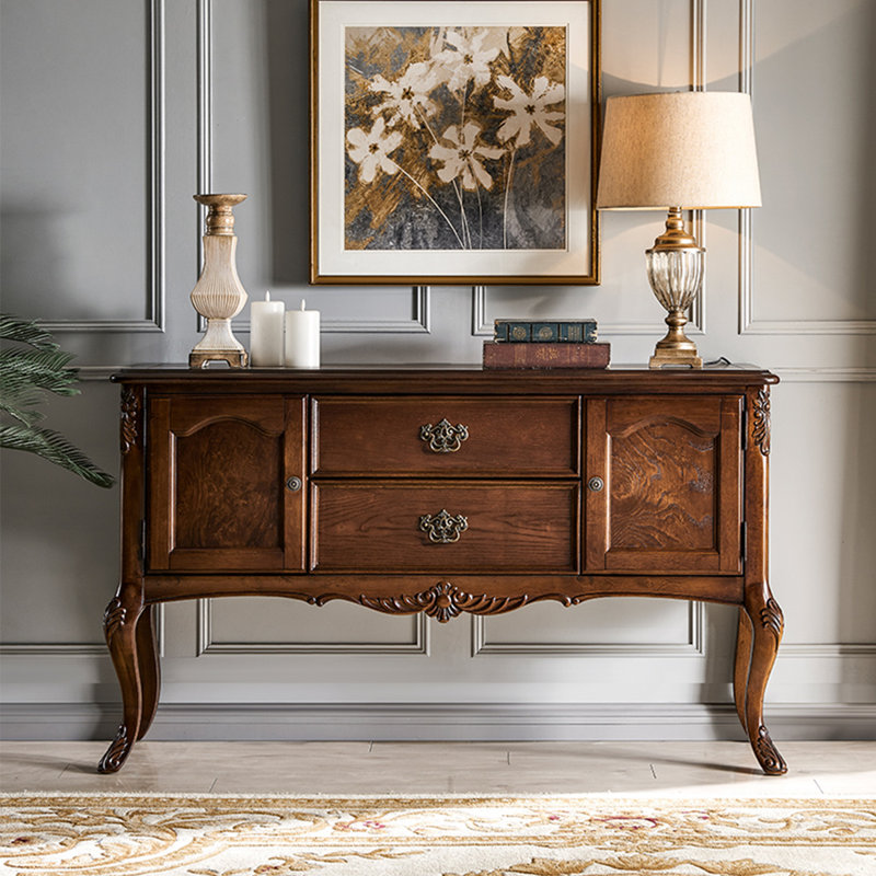 Console rectangulaire en bois massif brun noisette, H 32,68 po x L 55,12 po x l 15,75 po