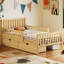Lit plateforme simple en bois naturel avec garde-corps double et 2 tiroirs de rangement-195740976-195740990