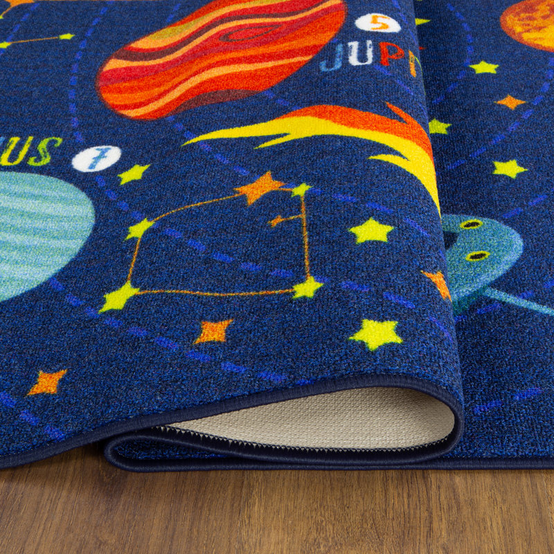 Weranna Outer Space Solar Educational Learning Game Play Non Slip Kids Rug Carpet Classroom Playroom Mat, Rectangle 5' x 6'6"