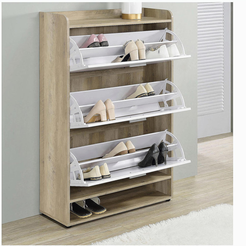 Rangement à chaussures 21 paires Chrisha, Blanc / Brun