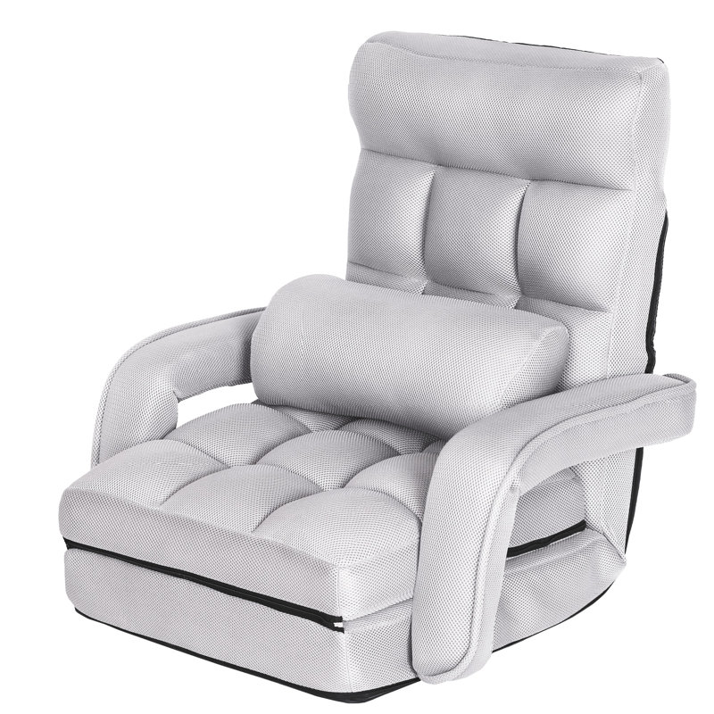 Canapé-lit pliant avec accoudoirs et coussin Trule, Gris clair