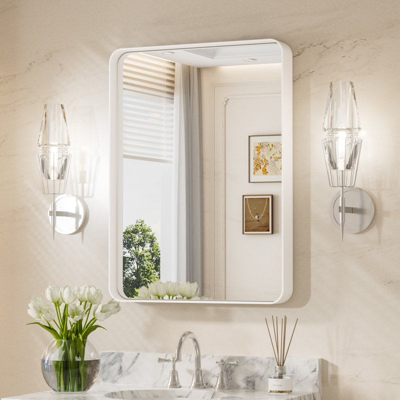 Miroir d'appoint Tyro, 32 po x 24 po, Blanc, Rectangulaire