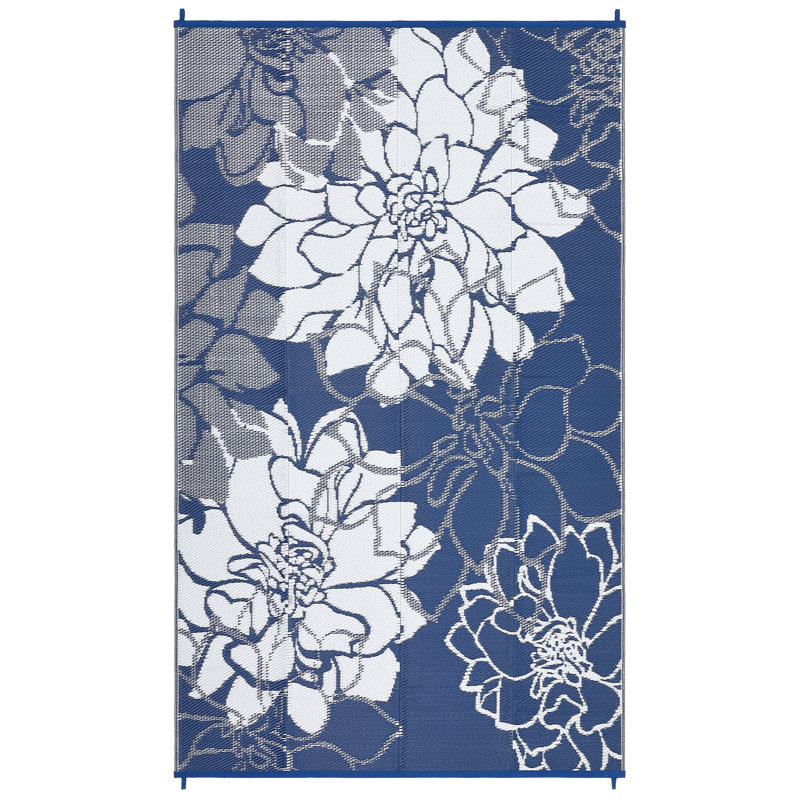 Floral Machine Printed Area Rug, Navy Blue, Runner 274 x 549 cm