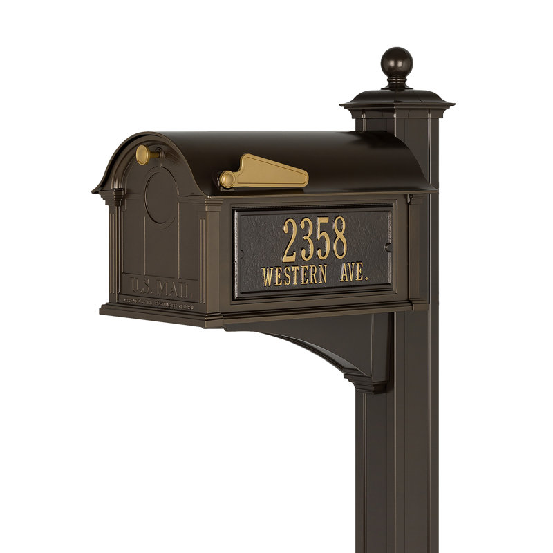 Balmoral Post Mounted Mailbox, Bronze, Yes