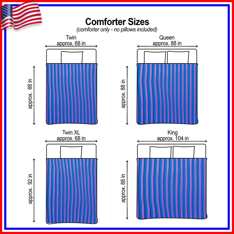 Édredon à rayures verticales bleu rose, Grand lit
