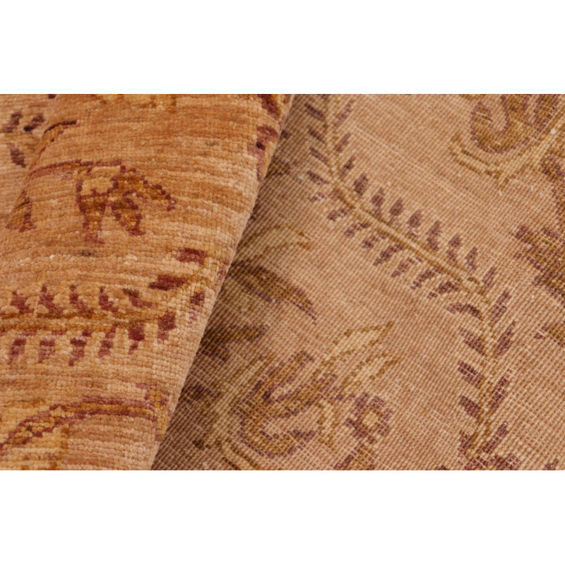 Tapis rouge / brun en laine noué à la main 8 pi 2 po x 10 pi Floral