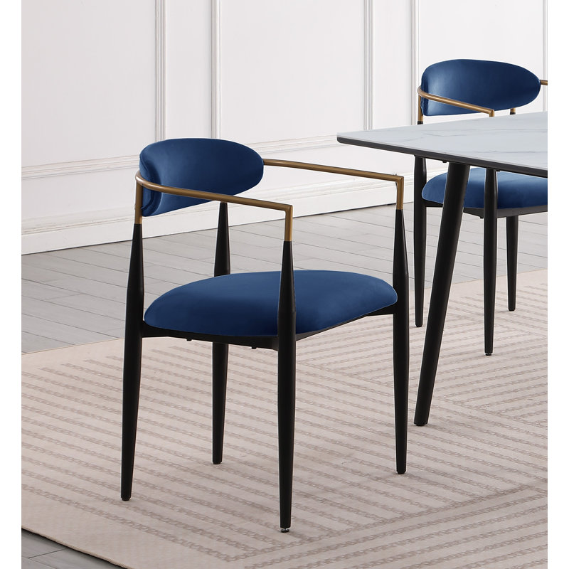Ensemble de chaises rembourrées en tissu bleu 2 pièces Modern Contemporary