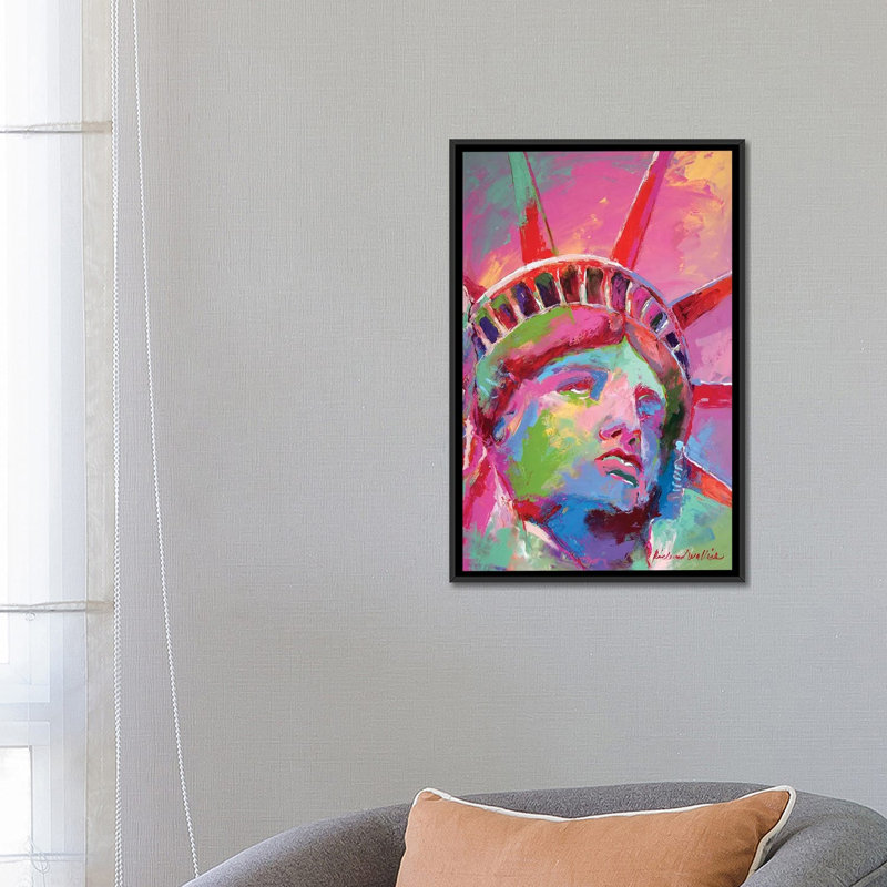 « lady liberty » par richard wallich, impression sur toile, H 26 po x l 18 po x P 1,5 po, Toile avec cadre noir, Pas de tapis