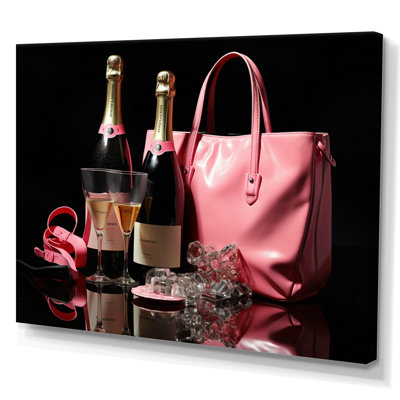 Pink and Black Fashion Bag Champagne I - Print