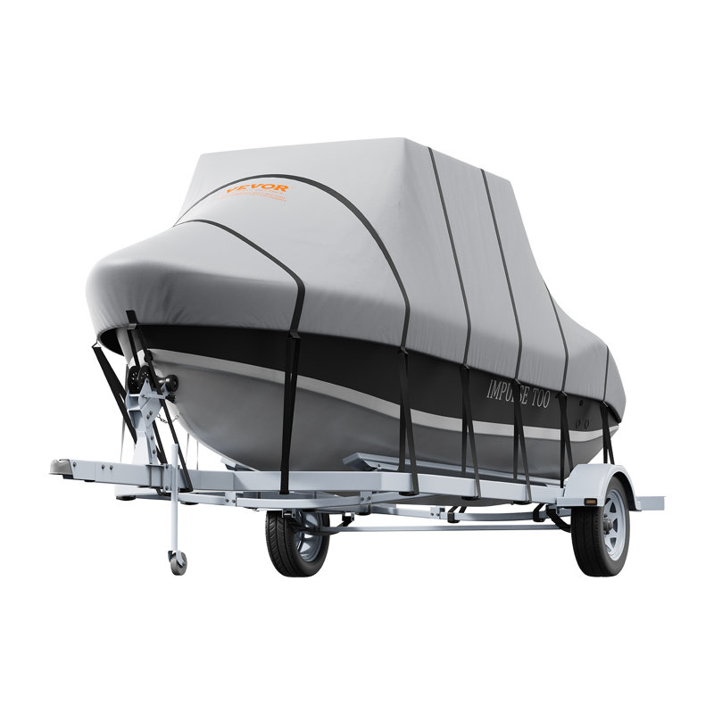 T Top Boat Cover, 20'-22' Waterproof Trailerable T-Top Boat Cover, 600D Marine Grade PU Oxford, Compatible with 20'-22'L x 106"W, Grey, Featuring Windproof Buckle Straps