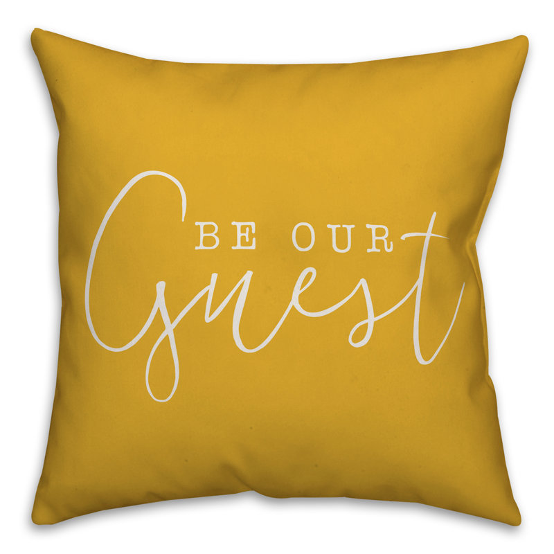 Textual Outdoor Throw Pillow, Yellow, 16" H x 16" W