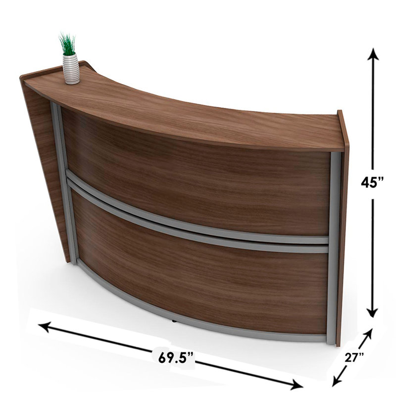 Bureau de coin de réception, Noyer naturel, 45"H x 69.5"W x 27"D