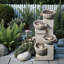 Fontaine d'extérieur rustique à pots empilés avec lumière DEL - pierre et pot d'eau en cascade pour jardin ou patio