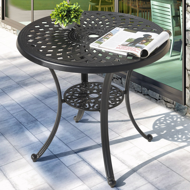Table bistro ronde en fonte d'aluminium pour 2 personnes Waterfield, Bronze, 28" H x 31.5" W x 31.5" D