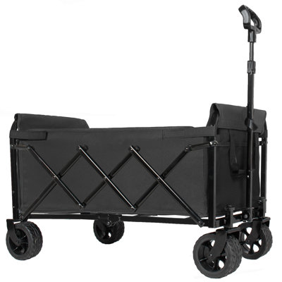 Heavy Duty Utility Wagon Cart With 5" Wide Wheels, 220lbs Capacity, Expandable Dual-layer Design, Portable Foldable Cart For Camping, Shopping, Sports, Gardening & Fishing