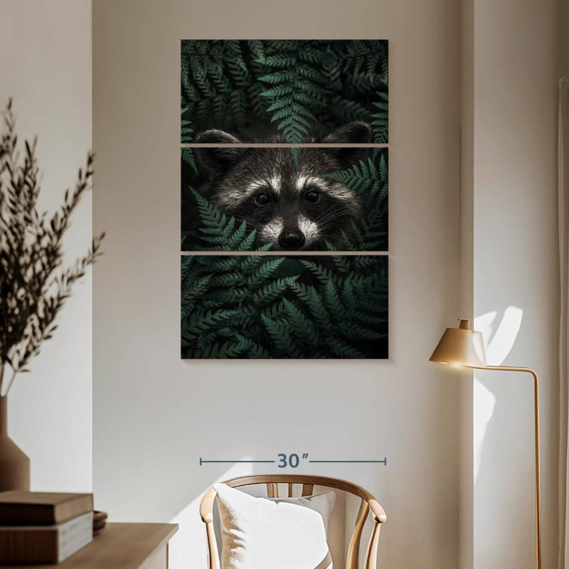 Brampt Hiding Raccoon, 65" H x 42" W