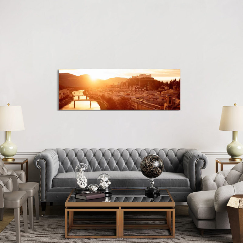 Austria, Salzburg, Salzach River - Wrapped Canvas Panoramic Print, 152.4 cm H x 50.8 cm W x 1.91 cm D
