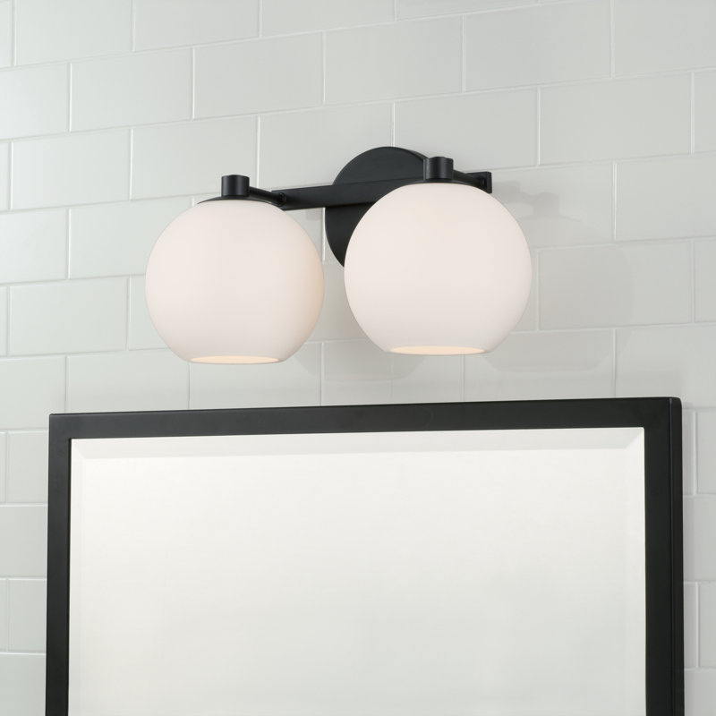 Ansley 2 Light Frosted Dimmable Vanity Light, Matte Black