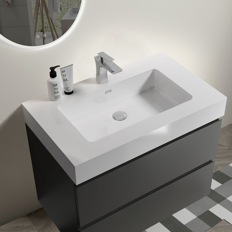 Meuble-lavabo pour salle de bain moderne, Gris