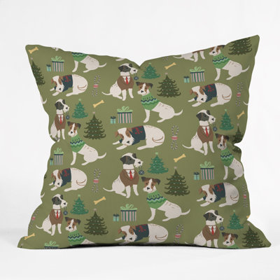 Pimlada Phuapradit Christmas Canine Jack Russell Throw Pillow