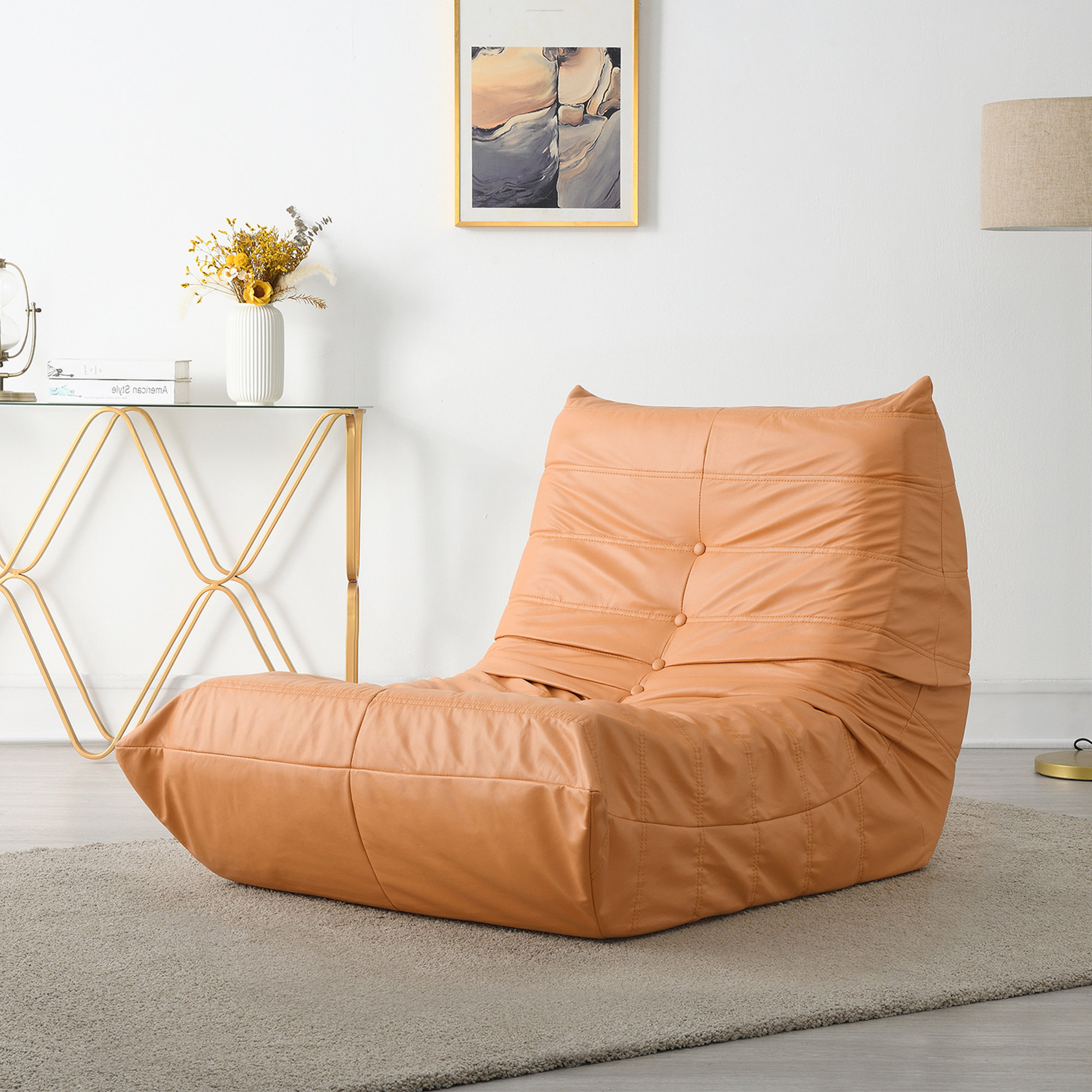 Pouf Footstool - Faux Leather | CordaRoy's Convertible Bean Bags