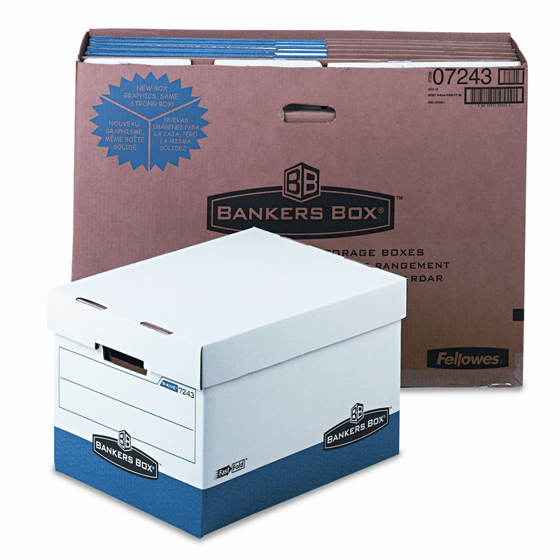 Heavy-Duty White and Blue Corrugated Storage Box with Lift-Off Lid