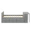 Lit plateforme simple en bois avec bureau et tablette de rangement-338924150